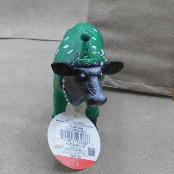 Party Animals Black Cow in Green Polka Hat Dot Ankyo Development - Picture 3 of 7